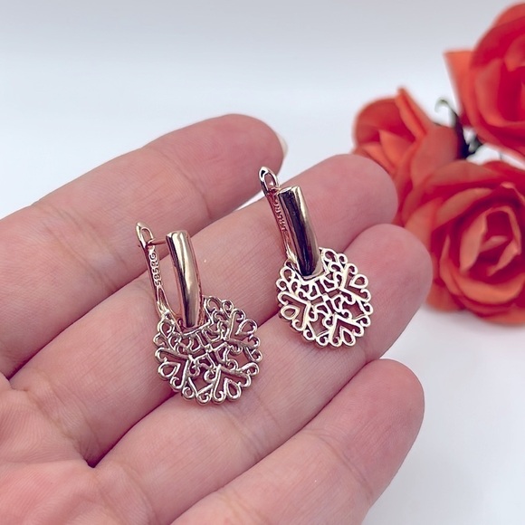 🌟SALE🌟Rose Gold Plated Geometric Dangle Earrings - Picture 2 of 7